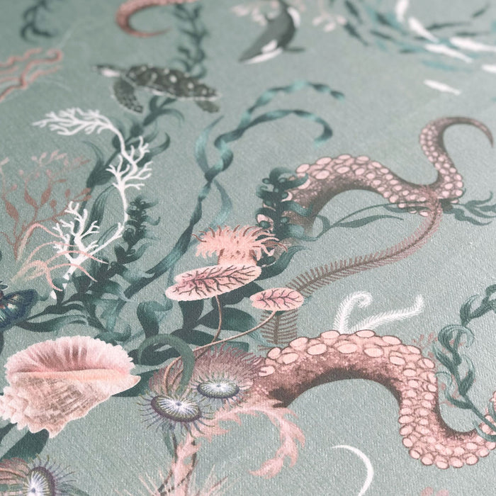 Ocean Treasures in Coastal Pale Green | Non FR | 1 Half Metre Velvet Fabric