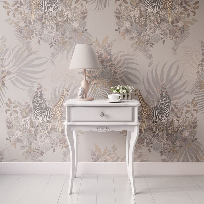 Pale African Animals Wallpaper Home Decor by Designer, Becca Who
