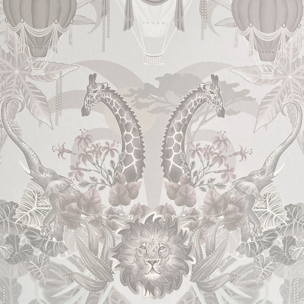 Elegant Pale Luxury Wallpaper with African Animals Pattern by Becca Who