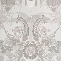 Elegant Pale Luxury Wallpaper with African Animals Pattern by Becca Who