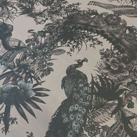 Grey Silver Statement Wallpaper with Indian Pattern by UK Designer Becca Who 