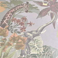 Light Green Luxury Statement Wallpaper with African Animals by Designer, Becca Who