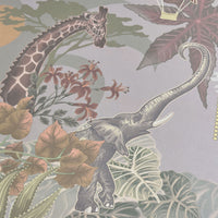 Light Green Luxury Statement Wallpaper with African Animals by Designer, Becca Who