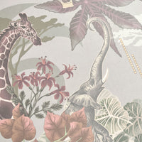 Luxury Statement Wallpaper with African Animals in Pale Green by Designer, Becca Who