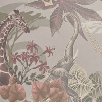 Luxury Statement Wallpaper with African Animals in Pale Green by Designer, Becca Who