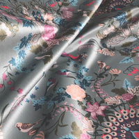 Soft Green & Pink Patterned Floral Velvet Fabric for Interiors by Becca Who
