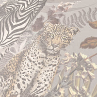 Pale Sand Patterned Wallpaper with African Animals by Designer Becca Who