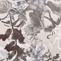 Stone Neutral Swans Patterned Wallpaper by Designer, Becca Who