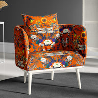 Colourful Orange Upholstery Velvet Fabric by Designer Becca Who