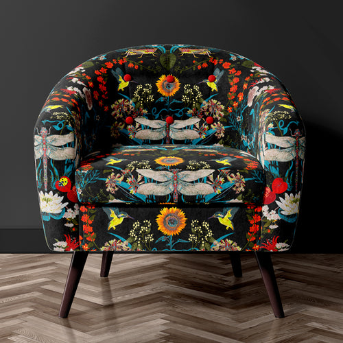 Patterned Designer Velvet Upholstery Fabric Garden Treasures by Becca Who