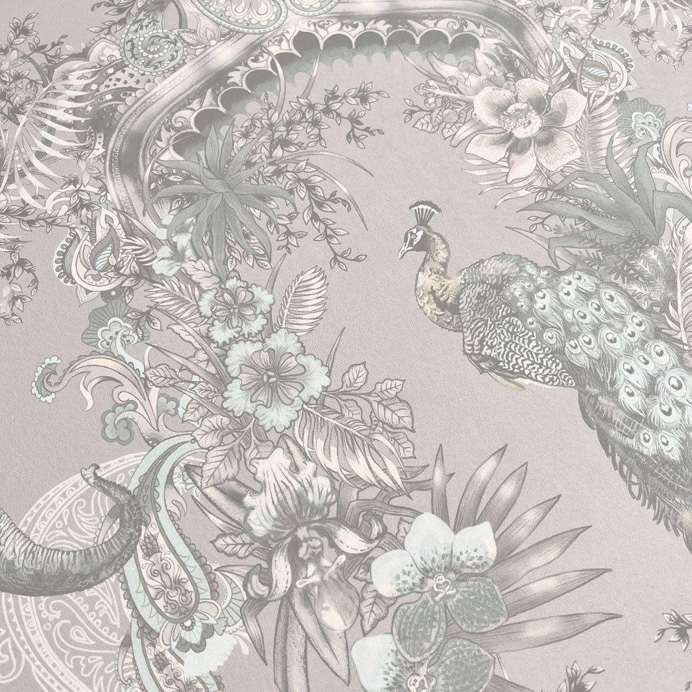 Decorative Indian Pattern Designer Wallpaper with peacock by Becca Who