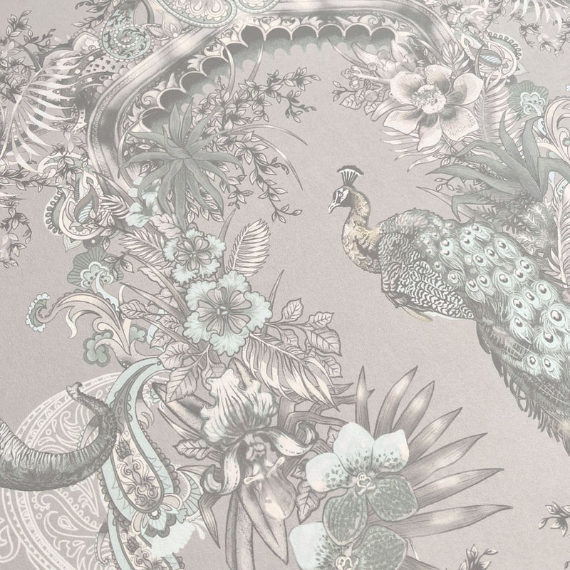 Decorative Indian Pattern Designer Wallpaper with peacock by Becca Who