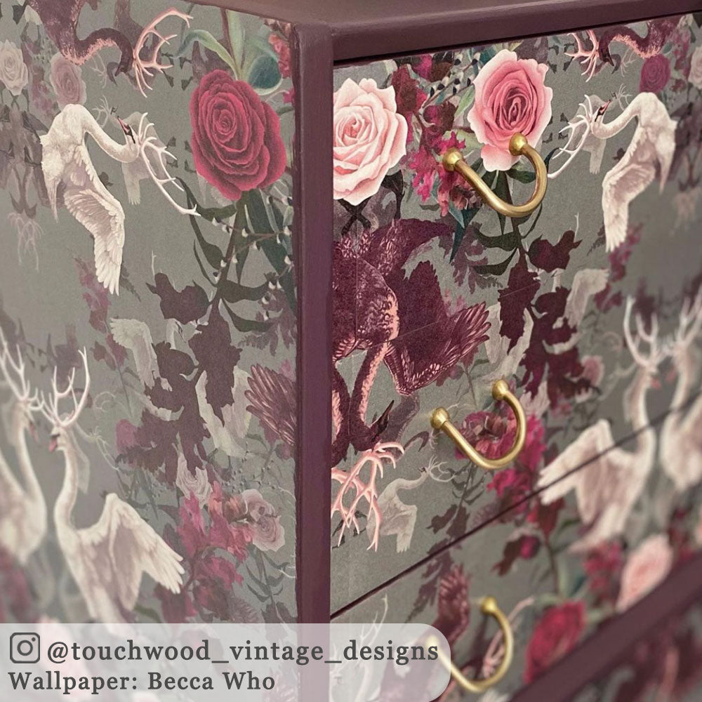 Pink and Grey Patterned Wallpaper by Designer, Becca Who