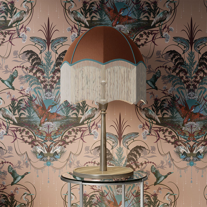 Elegant English Countryside Luxury Wallpaper in Peach by Designer, Becca Who