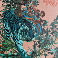 Designer Wallpaper with Indian Pattern in Emerald & Salmon by Becca Who