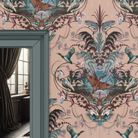 English Countryside Luxury Wallpaper in Peach for Elegant Interiors by Designer, Becca Who