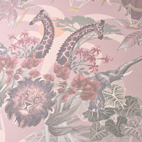 Pretty Pink African Animals Bedroom Wallpaper by Designer, Becca Who
