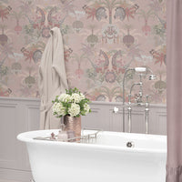 Peach Pink Luxury Bathroom Wallpaper by Designer, Becca Who