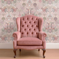 Pretty Pink Peach African Animals Bedroom Wallpaper by Designer, Becca Who