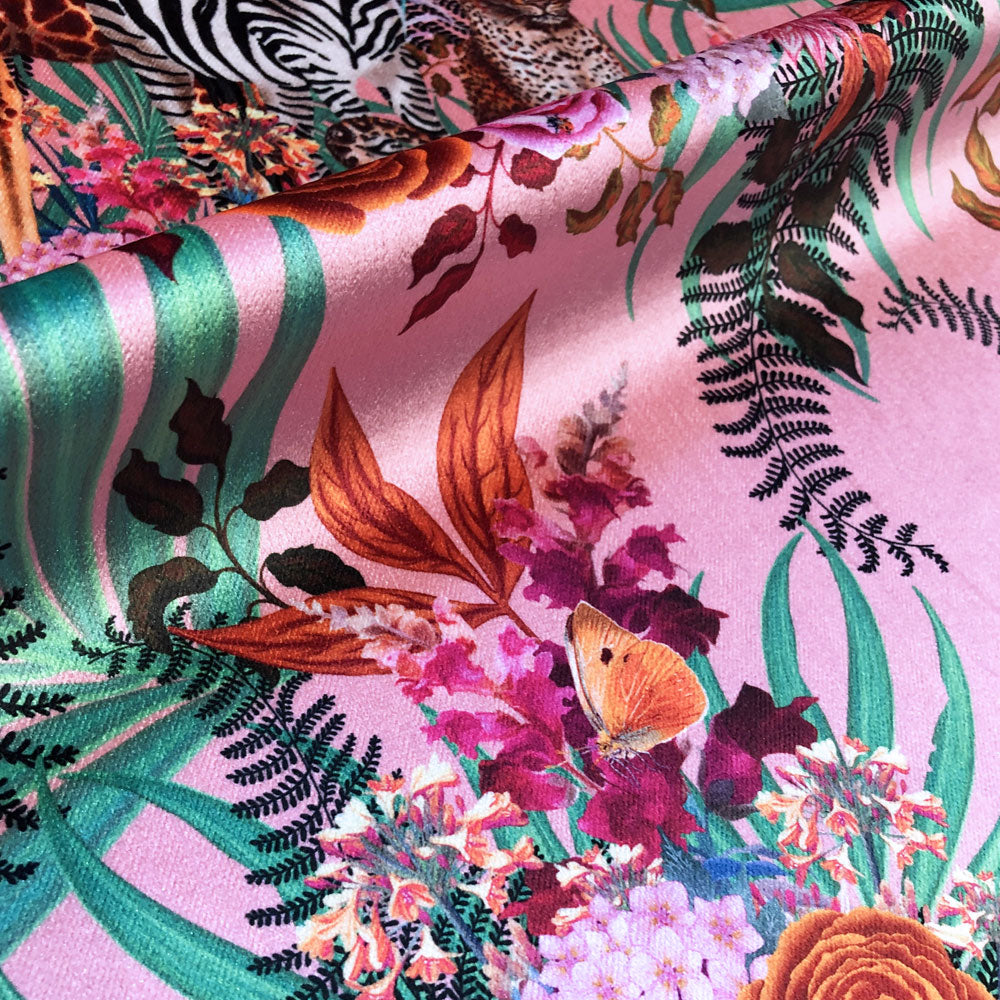 Pink Patterned Furnishing Fabric | Wild Blooms – Becca Who