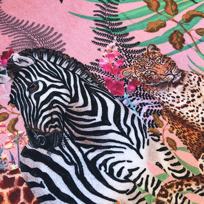 Zebra detail on Pink Patterned Upholstery & Curtain Fabric by Designer, Becca Who