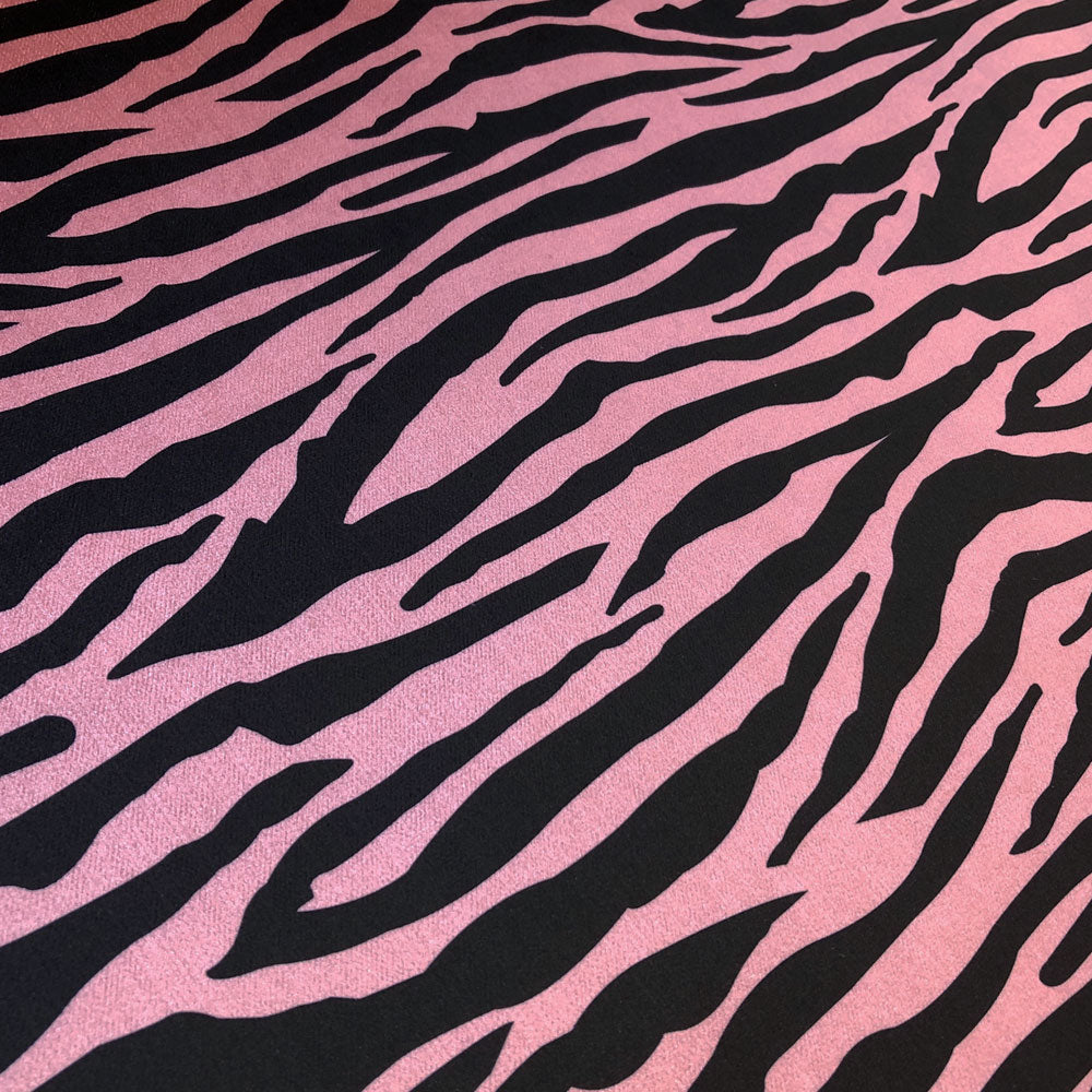 Pink & Black Zebra Print Velvet Furnishing Fabric