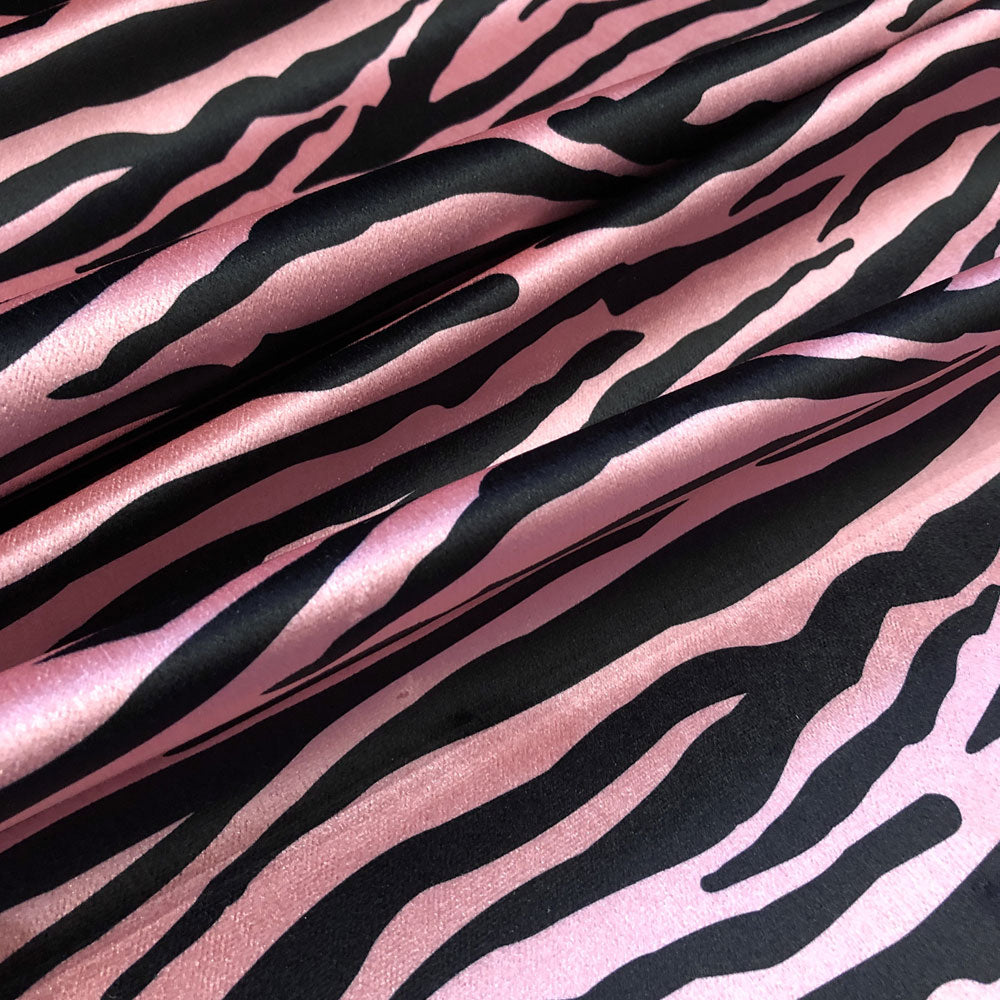 Luxurious Pink & Black Animal Print Furnishing Fabric by Designer, Becca Who