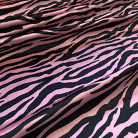 Striped Pink & Black Zebra Print Animal Fabric for Interiors