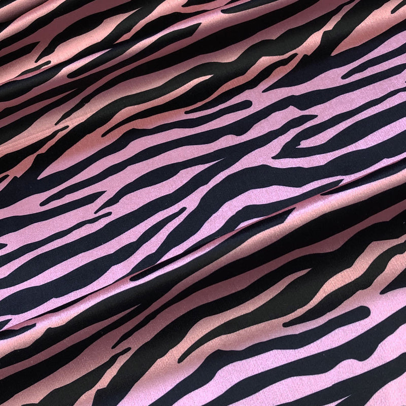 Pink & Black Zebra Print Furnishing Fabric for Interiors