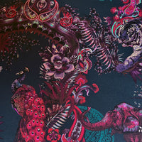 Statement Wallpaper with Indian Pattern in Jewel Tones Pink & Blue by Designer Becca Who