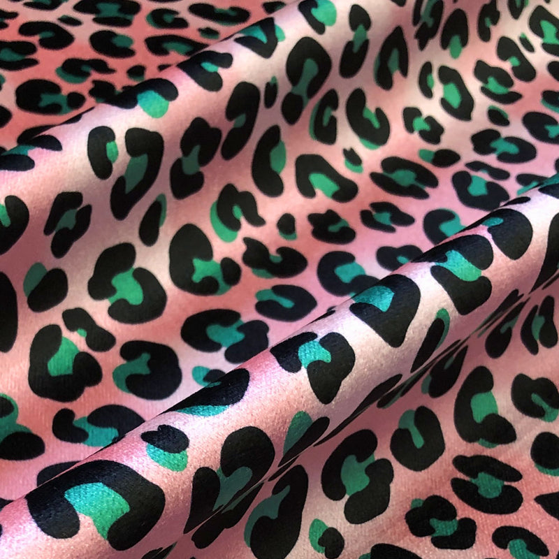 Pink and Green Velvet leopard print