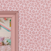 Pink Leopard Print Designer Wallpaper for elegant interiors by Becca Who