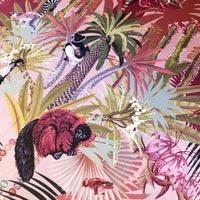 Pink Art Fabric with Lemurs by Designer, Becca Who