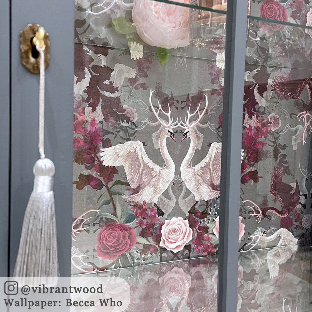 Pink and Grey Swans Wallpaper by Designer, Becca Who