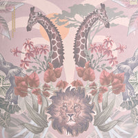 Luxury Designer Bedroom Wallpaper in Pink Peach with African Animals