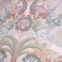 Beautiful Luxury Designer Bedroom Wallpaper in Pink Peach with African Animals