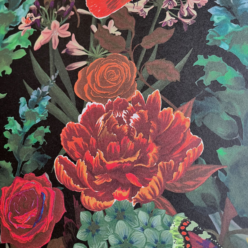 Dark Floral Designer Wallpaper Flowerbed by Becca Who