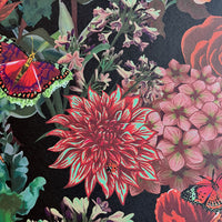Dark Floral Dramatic Designer Wallpaper on Black by Becca Who