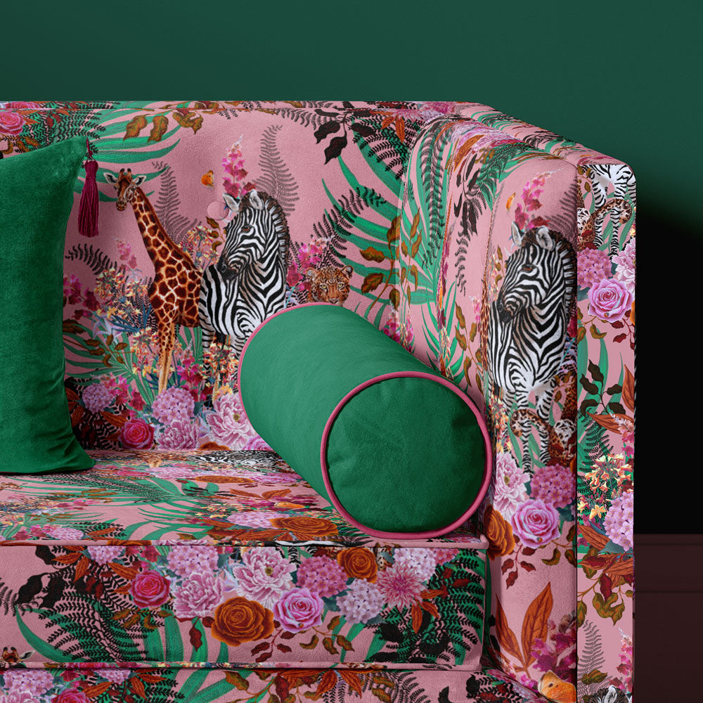 Pink Patterned Furnishing Fabric | Wild Blooms – Becca Who