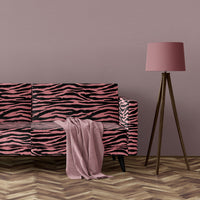 Luxurious Pink & Black Zebra Upholstery Fabric on Sofa