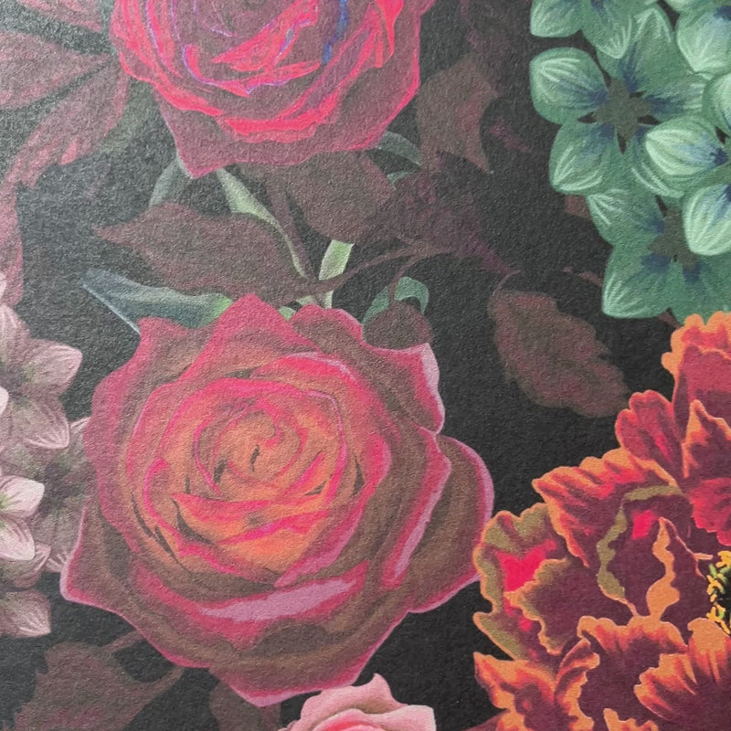 Dark Floral Statement Maximalist Wallpaper by British Designer, Becca Who