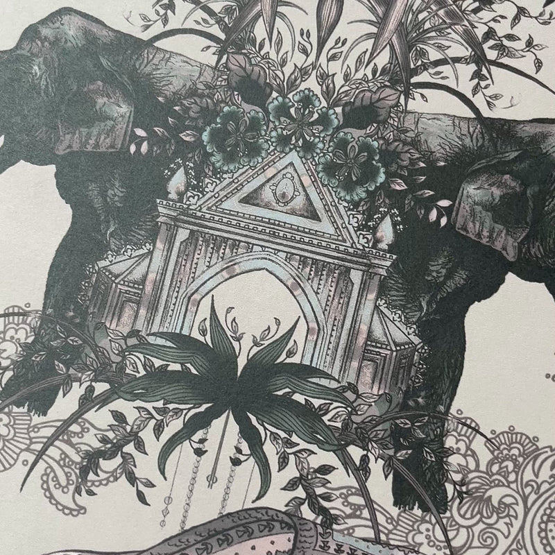 Bone and Charcoal Patterned Luxury Wallpaper