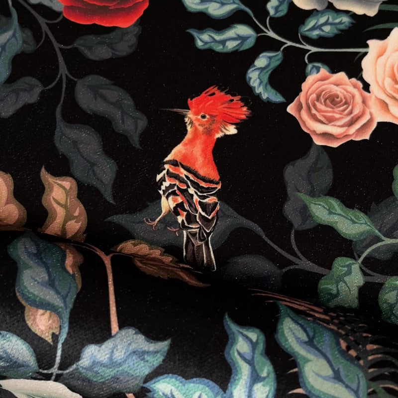 Dark Floral Tiger Velvet Furnishing Fabric for Upholstery by Designer Becca Who