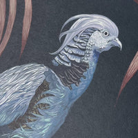 Dark Blue Statement Luxury Wallpaper with Birds by UK Designer, Becca Who