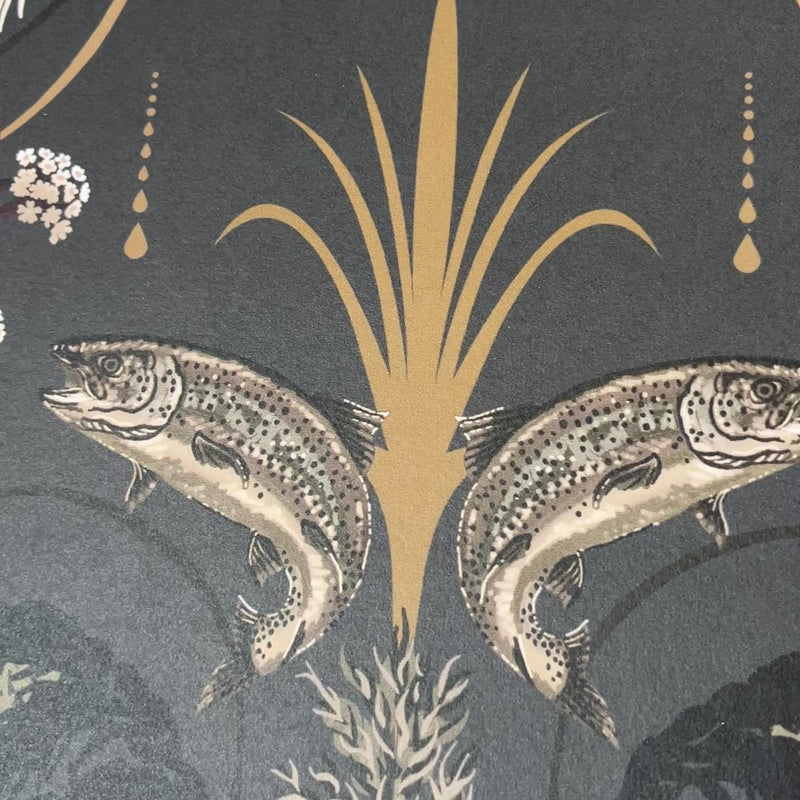Dark Decor Luxury Wallpaper in Charcoal and Gold by Designer, Becca Who