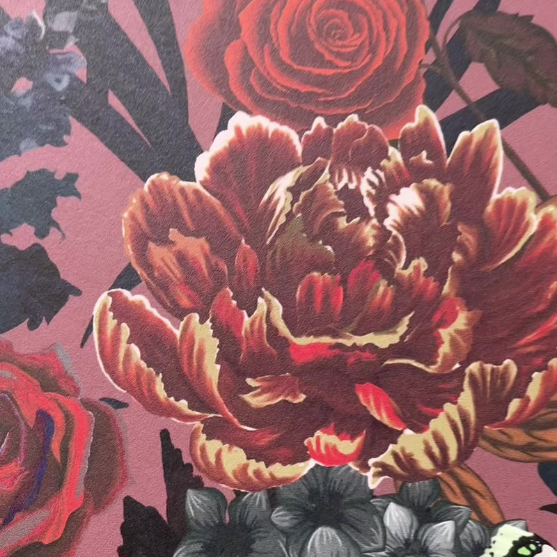 Moody Floral Wallpaper in Dusky Pink by UK Designer, Becca Who