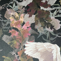 Dark Floral Swans Luxury Designer Wallpaper by Becca Who