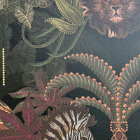 Dark Charcoal & Gold African Animals Luxury Wallpaper by Becca Who