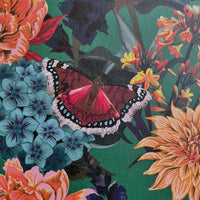 Bold, Colourful Patterned Floral Wallpaper on Green by Designer, Becca Who 