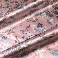 Pale Pink Birds Floral Patterned Velvet Fabric for Interiors by Designer, Becca Who